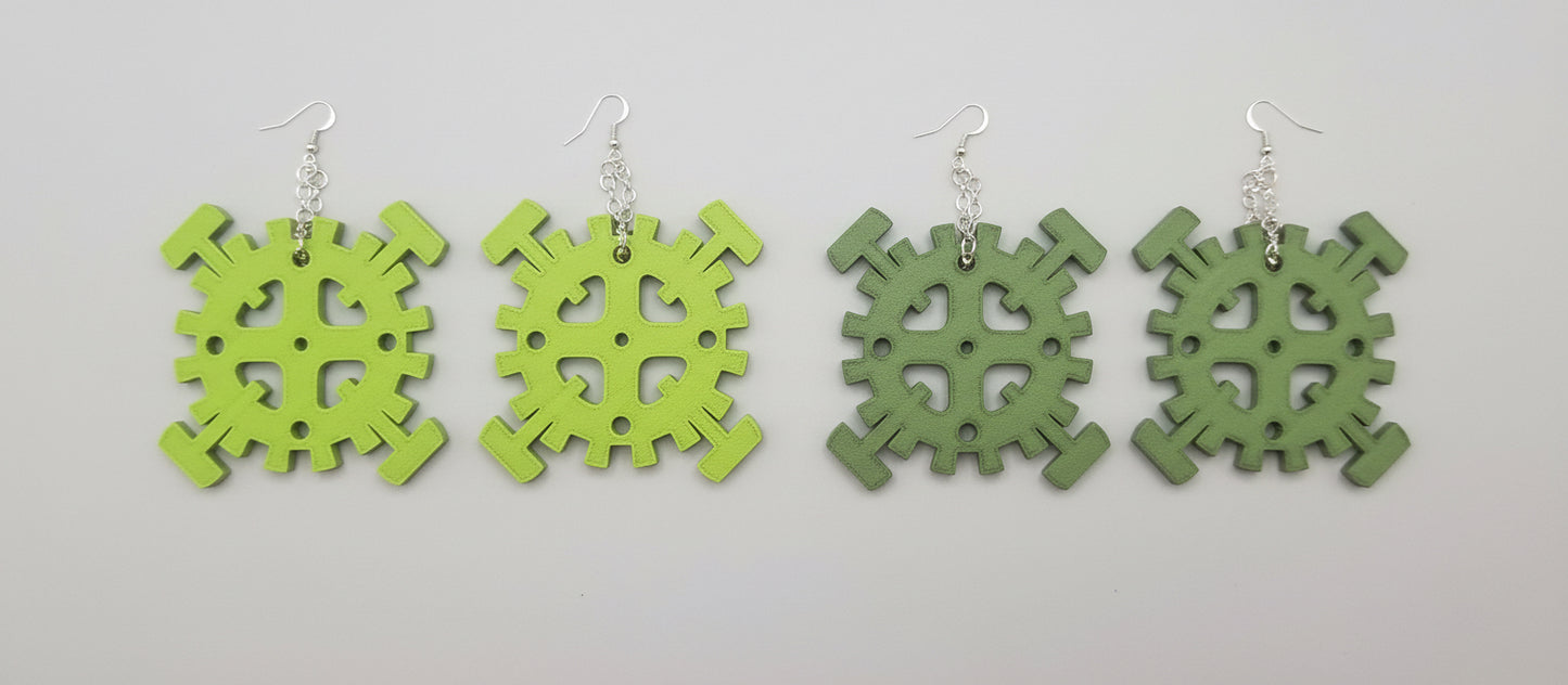 Earrings - Gear with Hammers